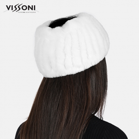 100% Natural Rex Chinchilla Headband - White