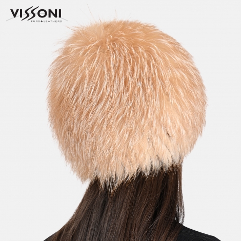 Дамска шапка от естествен косъм на лисица - Crystal