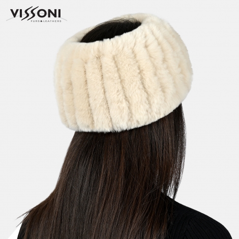 100% Natural Rex Chinchilla Headband - Ecru