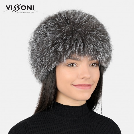 Лента за глава от естествен косъм на лисица - Сребърна