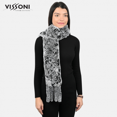 Дамски шал от естествен косъм на Rex Chinchilla - Ice Grey