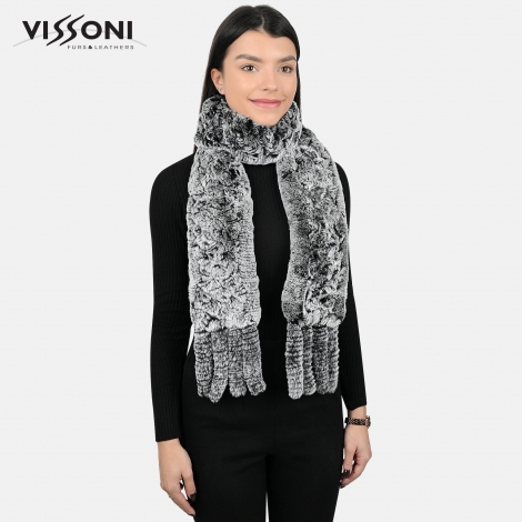 Дамски шал от естествен косъм на Rex Chinchilla - Ice Grey