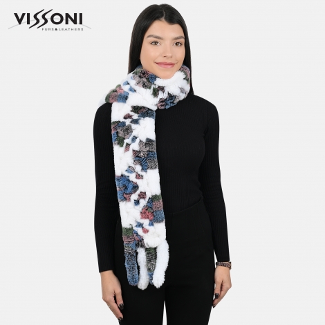 Дамски шал от естествен косъм на Rex Chinchilla - White Flo