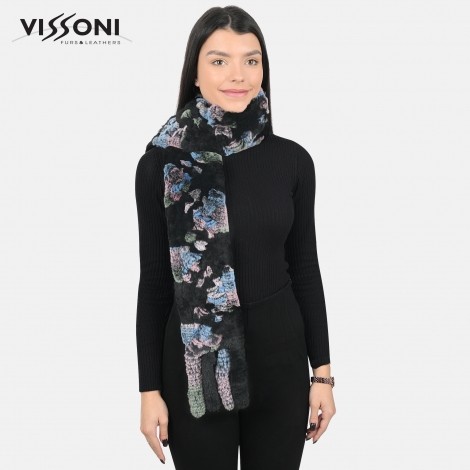 Дамски шал от естествен косъм на Rex Chinchilla - Blue Flo