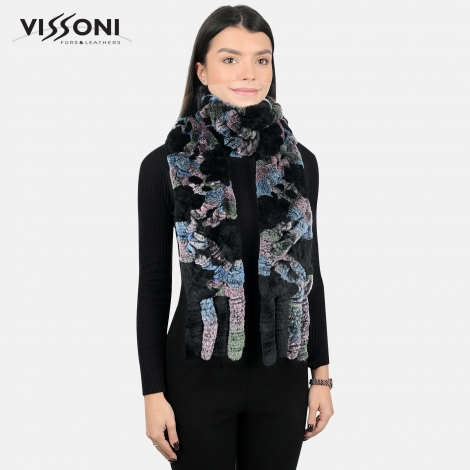 Дамски шал от естествен косъм на Rex Chinchilla - Blue Flo