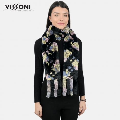 Дамски шал от естествен косъм на Rex Chinchilla - Yellow Flo