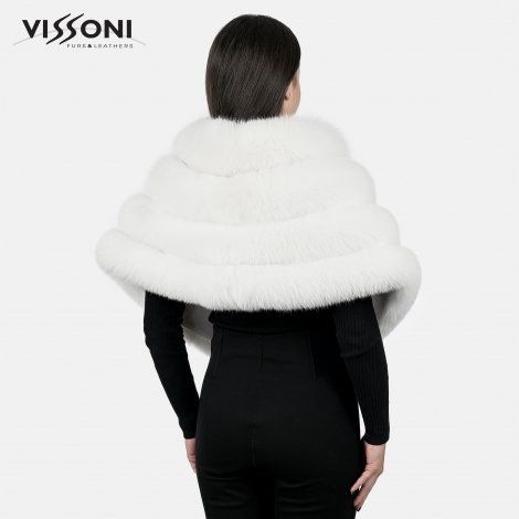 Елегантна наметка от лисица - Бяла