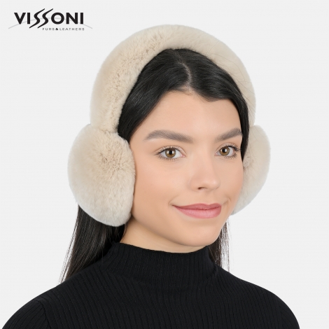 Наушници от 100% естествена Rex Chinchilla - цвят Beige