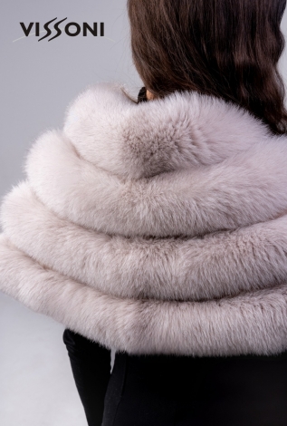 Елегантна наметка от лисица - Бежава