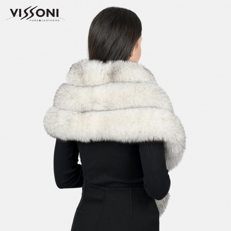 Луксозна наметка от лисица - Бяла