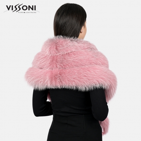 Луксозна наметка от лисица - Розова