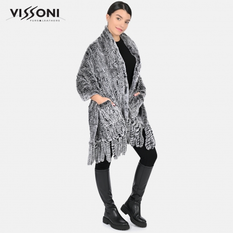 Дамски шал от естествен косъм на Rex Chinchilla - Grey Ice 2