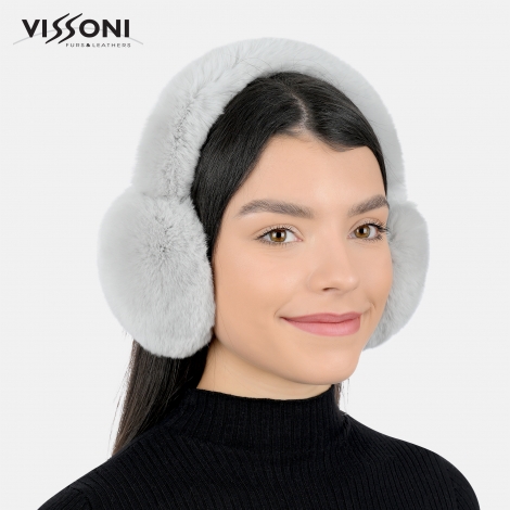 Наушници от 100% естествена Rex Chinchilla - цвят Grey