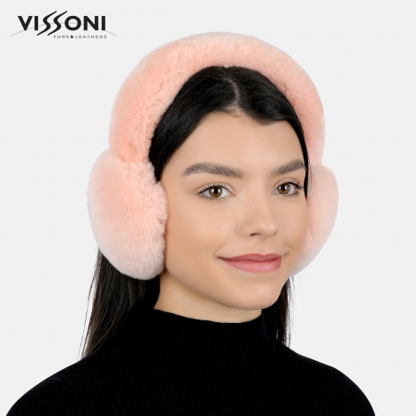 Наушници от 100% естествена Rex Chinchilla - цвят Pink