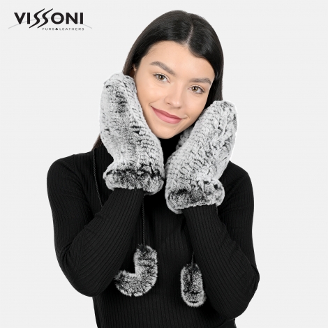 Ръкавици от естествен косъм на Rex Chinchilla - Ice Grey