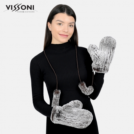 Ръкавици от естествен косъм на Rex Chinchilla - Ice Brown