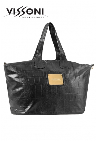 Пътническа чанта - черна еко кожа