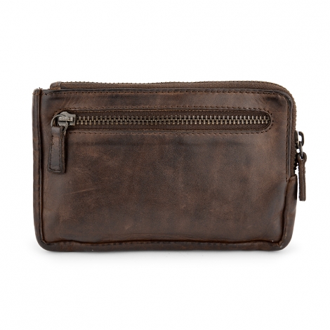 Compact genuine leather wallet - brown