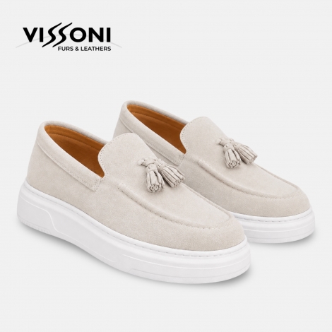 Vissoni Elegante - Сиви мъжки кожени обувки от естествена телешка кожа