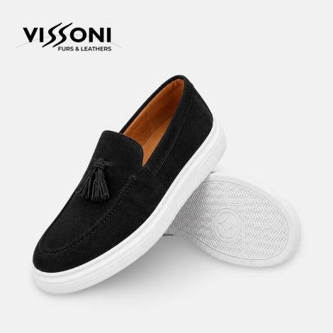 Vissoni Elegante - Черни мъжки кожени обувки от естествена телешка кожа